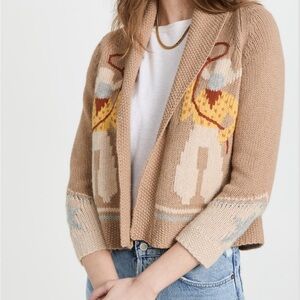 THE GREAT. Tan and Cream Patterned Cardigan